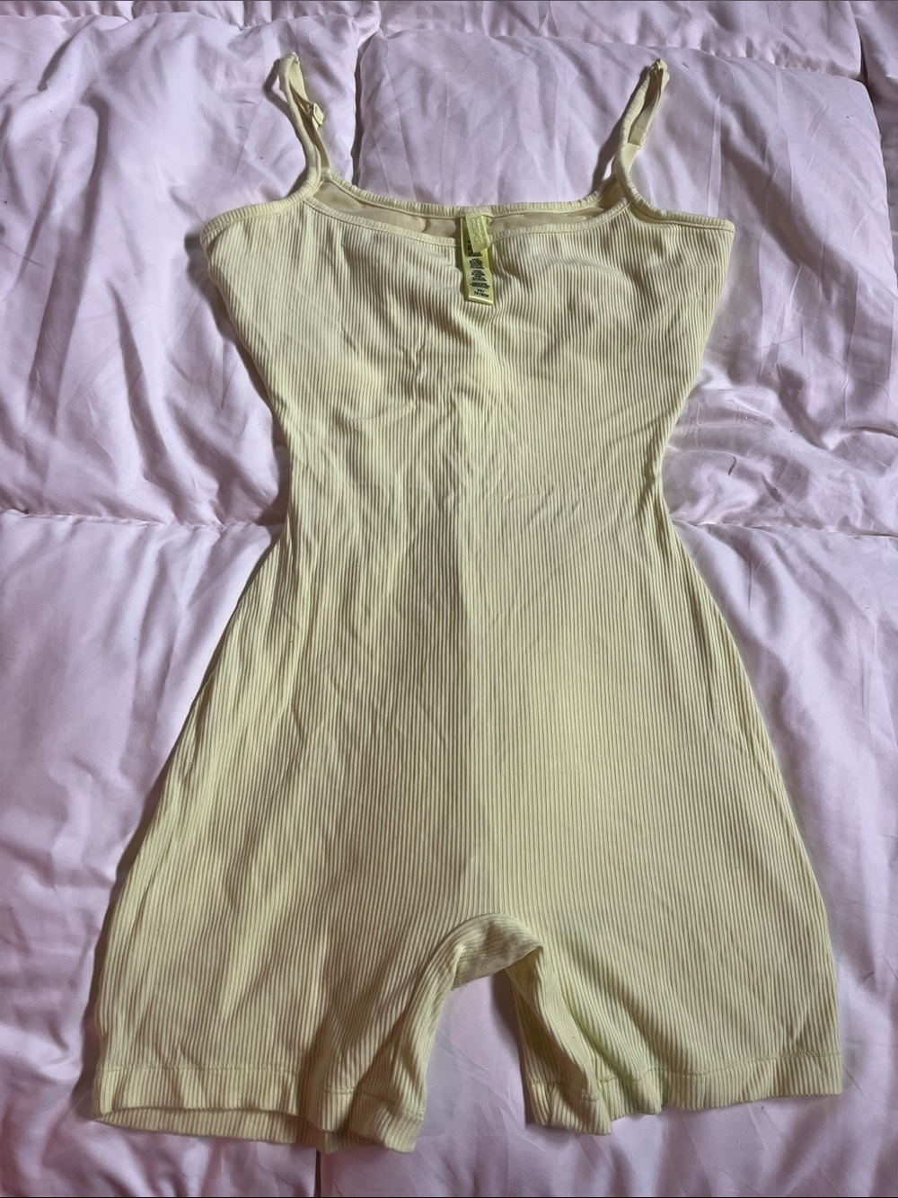 Skims Women’s Soft lounge/cotton ribbed cami romper-pastel yellow
